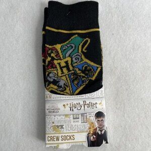 Harry Potter Wizarding World House Crests Crew Socks Black Bioworld - NIP